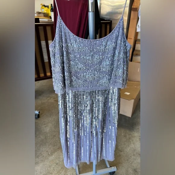 Aidan Mattox Silver Sequin Mini Dress - Picture 6 of 15